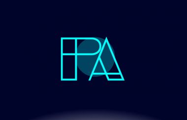 PA p mavi bir daire Alfabe harf logo simge şablon vecto hattı