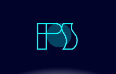 PS p s mavi çizgi daire Alfabe harf logo simge şablon vecto
