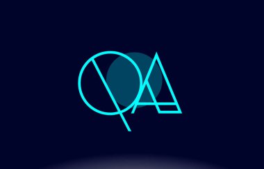 qa q bir Mavi Çizgili Daire Alfabe harf logo simge şablon vecto
