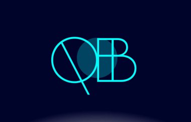QB q b mavi çizgi daire Alfabe harf logo simge şablon vecto