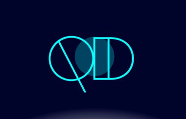 QD q b mavi çizgi daire Alfabe harf logo simge şablon vecto