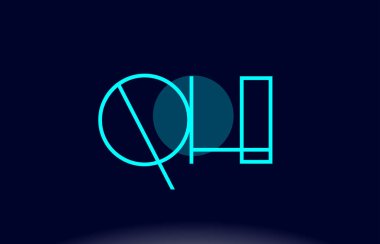 Ah g h mavi çizgi daire Alfabe harf logo simge şablon vecto