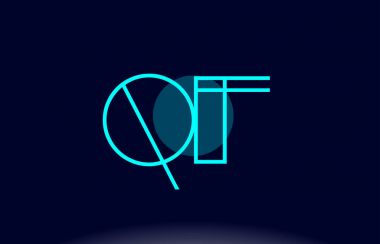 QF q f mavi çizgi daire Alfabe harf logo simge şablon vecto