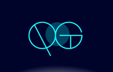QG q g mavi çizgi daire Alfabe harf logo simge şablon vecto