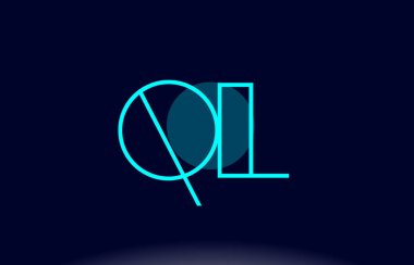 ql q l mavi çizgi daire Alfabe harf logo simge şablon vecto