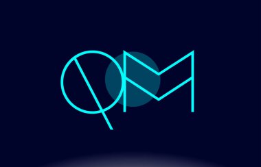 qm q m blue line circle alphabet letter logo icon template vecto clipart