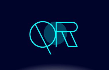 QR q r mavi çizgi daire Alfabe harf logo simge şablon vecto