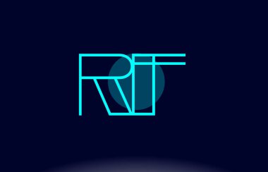 RF r f mavi çizgi daire Alfabe harf logo simge şablon vecto