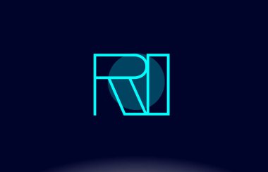 Ben çizgi daire Alfabe harf logo simge şablon vecto mavi ri r