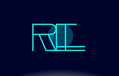 r e mavi çizgi daire Alfabe harf logo simge şablon vecto yeniden