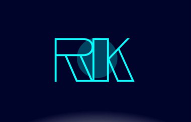 RK r k mavi çizgi daire Alfabe harf logo simge şablon vecto
