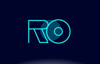Ro r o mavi çizgi daire Alfabe harf logo simge şablon vecto