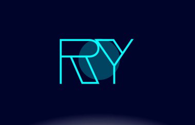 Ry r y mavi çizgi daire Alfabe harf logo simge şablon vecto