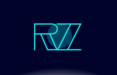 RZ r z mavi çizgi daire Alfabe harf logo simge şablon vecto
