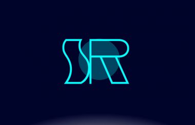 SR s r mavi çizgi daire Alfabe harf logo simge şablon vecto