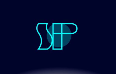 SP s p çizgi daire Alfabe harf logo simge şablon vecto mavi