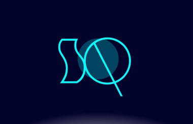 SQ s q mavi çizgi daire Alfabe harf logo simge şablon vecto