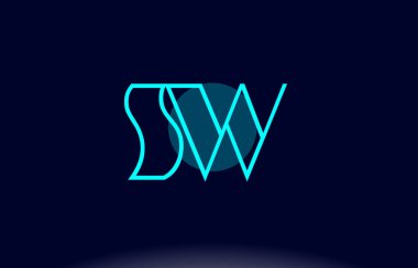 SW s w mavi çizgi daire Alfabe harf logo simge şablon vecto