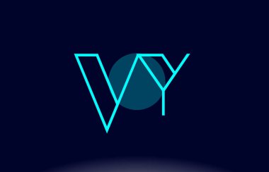 Vy v y mavi çizgi daire Alfabe harf logo simge şablon vecto