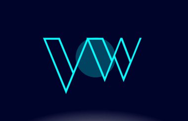 VW v w mavi çizgi daire Alfabe harf logo simge şablon vecto