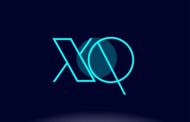 XQ q mavi çizgi daire Alfabe harf logo simge şablon vecto x