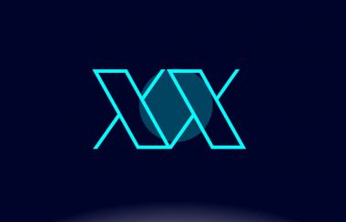 xx x x Mavi Çizgili Daire Alfabe harf logo simge şablon vecto