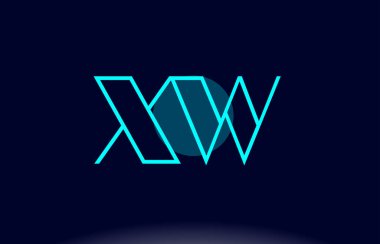 XW w Mavi Çizgili Daire Alfabe harf logo simge şablon vecto x