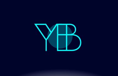 YB y b mavi çizgi daire Alfabe harf logo simge şablon vecto