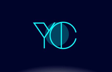 YC y c Mavi Çizgili Daire Alfabe harf logo simge şablon vecto