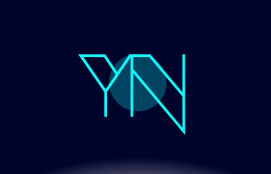 Yn y n Mavi Çizgili Daire Alfabe harf logo simge şablon vecto