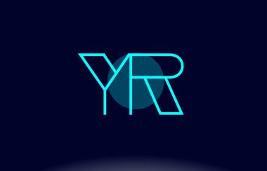 yr y r mavi çizgi daire Alfabe harf logo simge şablon vecto