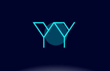 yy y Mavi Çizgili Daire Alfabe harf logo simge şablon vektör 