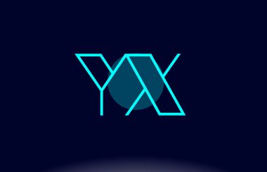 yx y x Mavi Çizgili Daire Alfabe harf logo simge şablon vecto