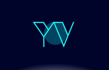 YV y v mavi çizgi daire Alfabe harf logo simge şablon vecto