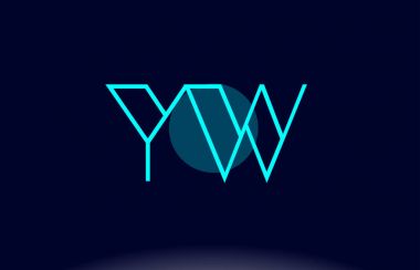 YW y w mavi çizgi daire Alfabe harf logo simge şablon vecto