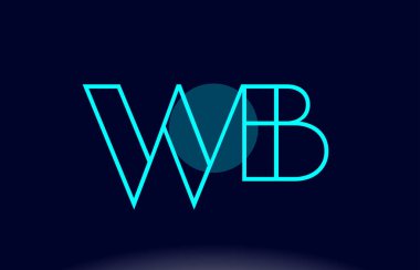 WB w b mavi çizgi daire Alfabe harf logo simge şablon vecto