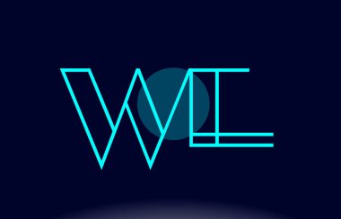 Biz w e mavi çizgi daire Alfabe harf logo simge şablon vecto