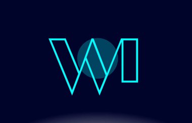 Ben çizgi daire Alfabe harf logo simge şablon vecto mavi wi w