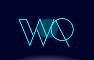 wq w q mavi çizgi daire Alfabe harf logo simge şablon vecto