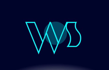 ws w s mavi çizgi daire Alfabe harf logo simge şablon vecto