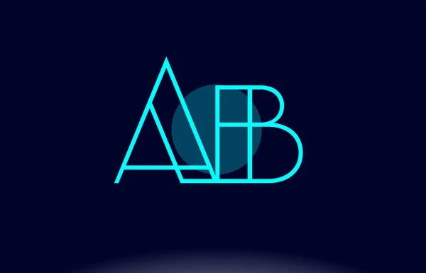 Ab a b cercle de ligne bleue lettre alphabet logo icône modèle vecto — Image vectorielle