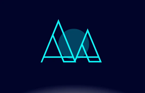 AA een blauwe lijn cirkel alfabet letter logo pictogram sjabloon-vector — Stockvector