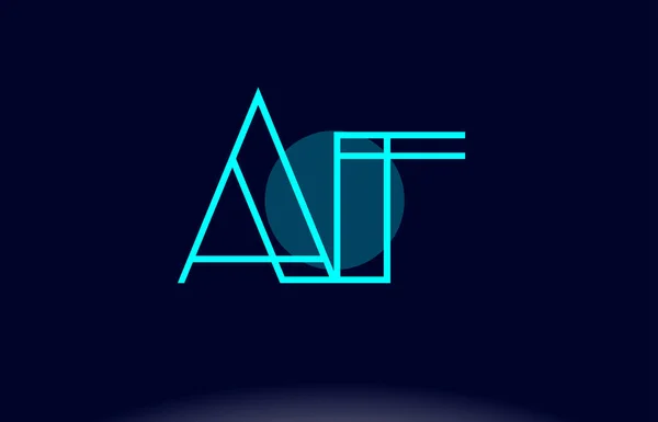 Af una f linea blu cerchio alfabeto lettera logo icona modello vettoriale — Vettoriale Stock