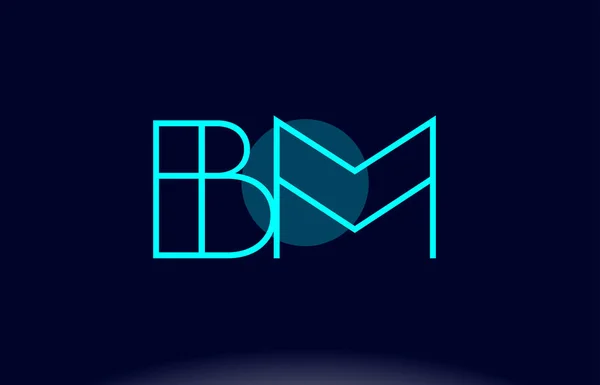 Bm b m 蓝色线圆字母表字母标志图标模板 vecto — 图库矢量图片