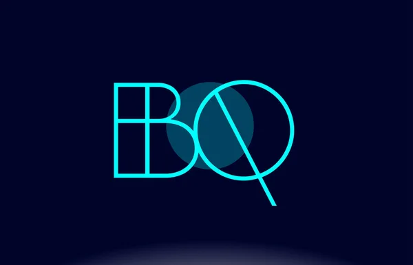 Bq b q linha azul círculo alfabeto letra logotipo ícone vecto — Vetor de Stock