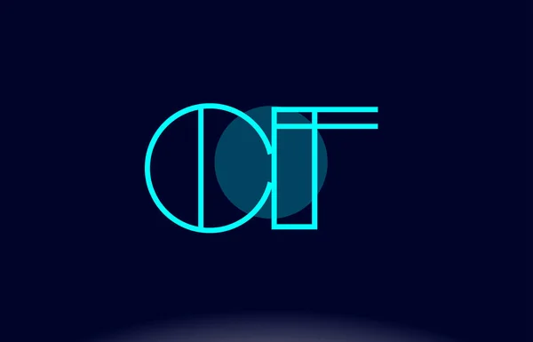 F f f linea blu cerchio alfabeto lettera logo icona modello vettoriale — Vettoriale Stock