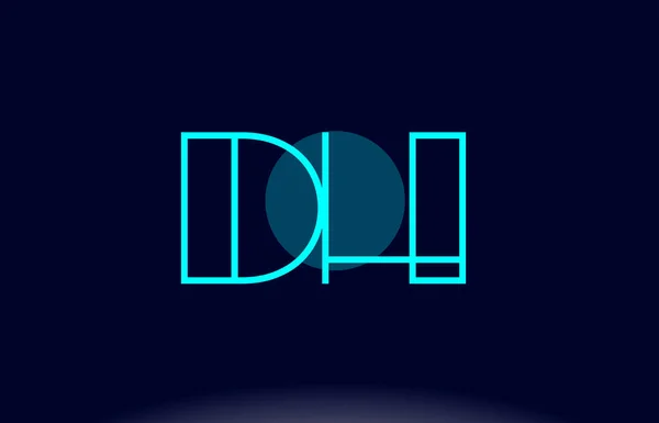 Dh d h linha azul círculo alfabeto letra logotipo ícone vecto — Vetor de Stock