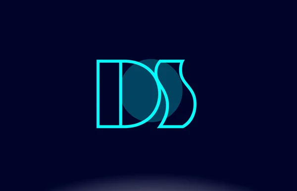 DS d s kék vonal kör ábécé levél logó ikon sablon vecto — Stock Vector