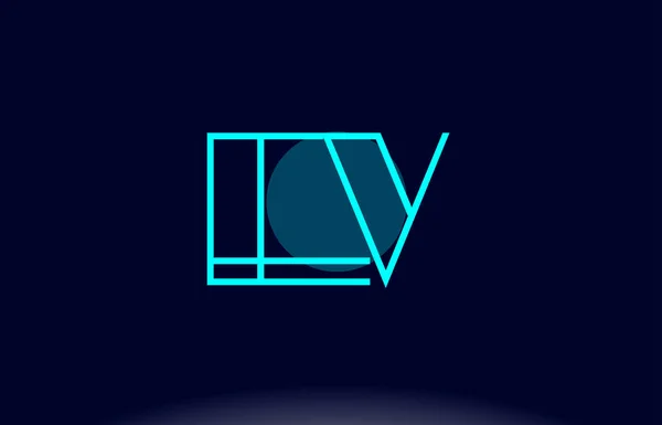 EV e v blå linje cirkel alfabetet brev logo ikon mall vecto — Stock vektor