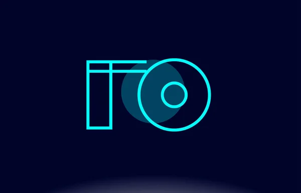 Fo f o 青線サークル アルファベット文字ロゴ アイコン テンプレート ベクトル — ストックベクタ